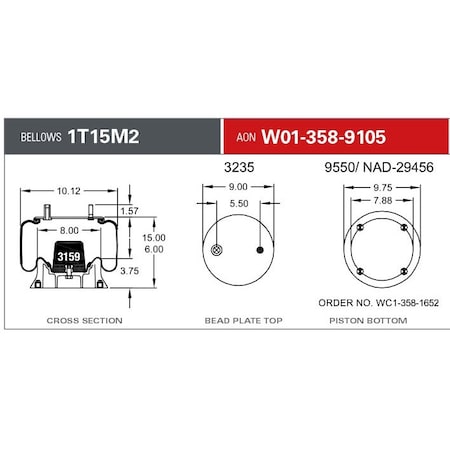 Firestone Air Spring, Suspension, 1T-Reversible Sleeve W013589105